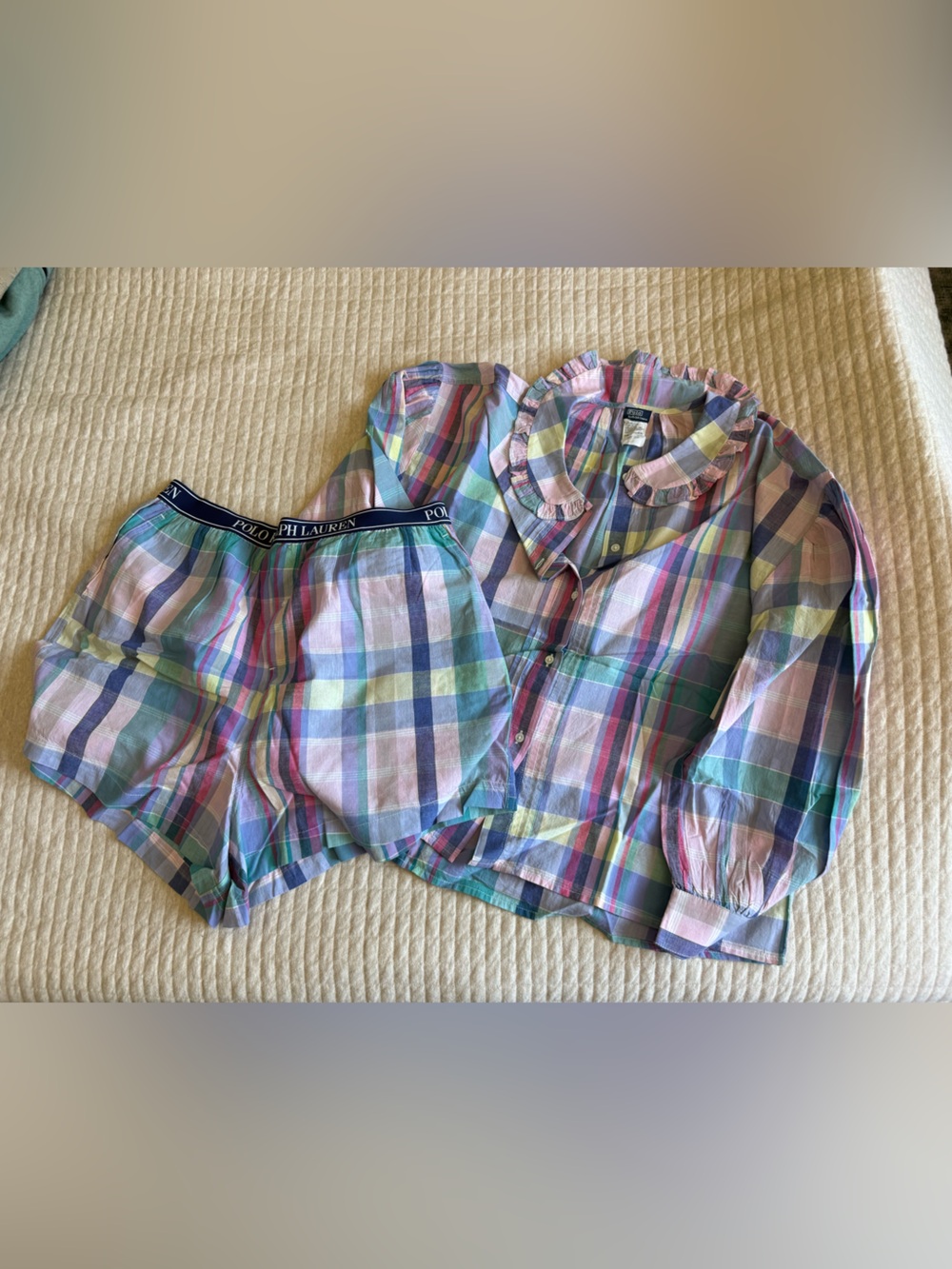 NWT Ralph Lauren Plaid Cotton Long-Sleeve Pajama Set -sz L - Picture 2 of 4